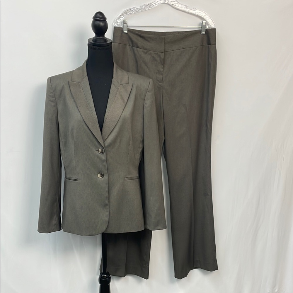 Alex Marie Pinstripe Brown Suit, Lightweight, Slightly Flared Pant, size 12